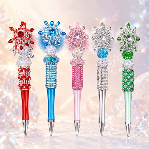 Snowflake Plush Rotating Handmade Pen – Crystal Rhinestone Sparkle Pen, 5 Colors
