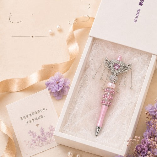 Dreamy Heart Wing Fairy Ballpoint Pen – Pearl & Rhinestone Magic Wand Pen, Gift for Her