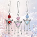 Iridescent Angel Wing Heart Rhinestone Tassel Pendant with Long Chain