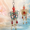 Enamel Butterfly Double-sided Pendant with Pearl Tassels