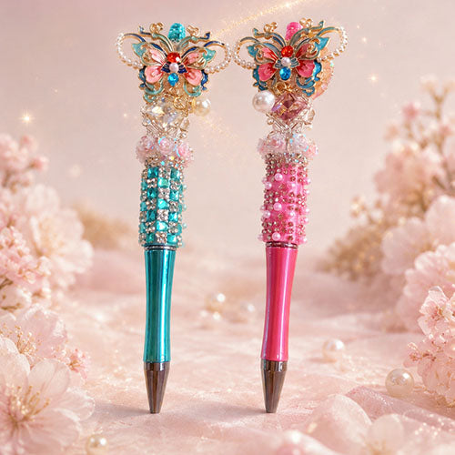 Chinese style spring butterfly handmade beaded pen