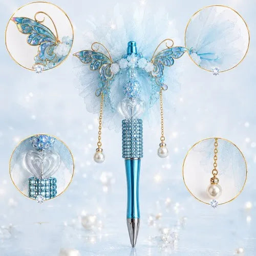 Dreamy Fairy Princess Ballpoint Pen – Beaded Tulle Flower Pen, Handmade Gift for Her