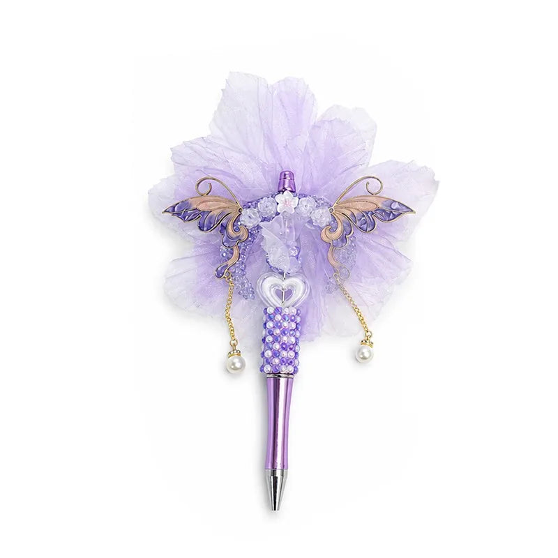 Dreamy Fairy Princess Ballpoint Pen – Beaded Tulle Flower Pen, Handmade Gift for Her