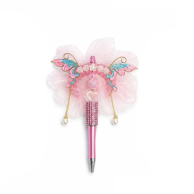 Dreamy Fairy Princess Ballpoint Pen – Beaded Tulle Flower Pen, Handmade Gift for Her