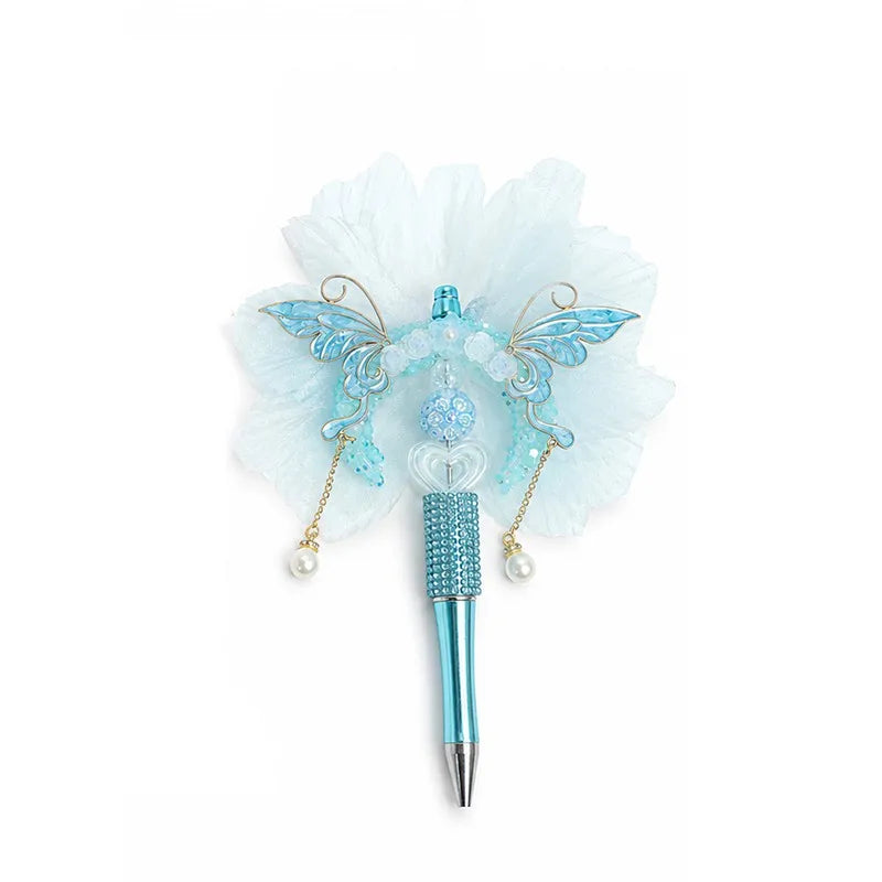 Dreamy Fairy Princess Ballpoint Pen – Beaded Tulle Flower Pen, Handmade Gift for Her