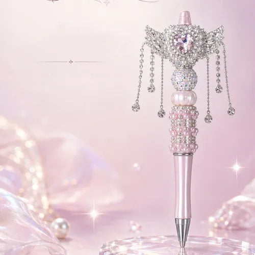 Dreamy Heart Wing Fairy Ballpoint Pen – Pearl & Rhinestone Magic Wand Pen, Gift for Her